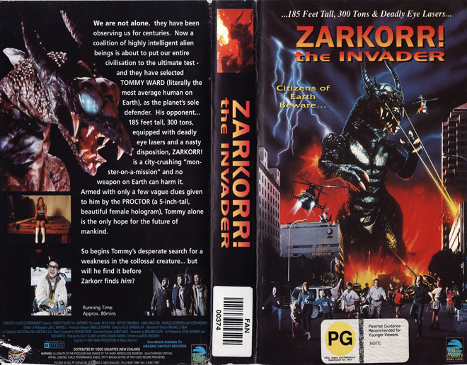 ZARKORR THE INVADER VHS COVER