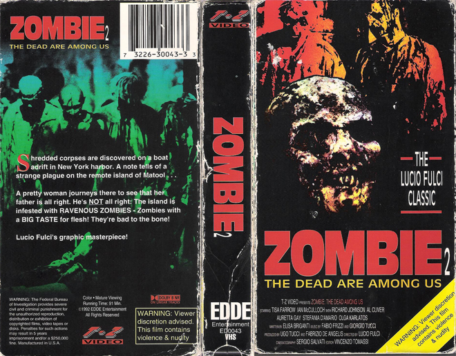 ZOMBIE 2 : THE DEAD ARE AMONG US, HORROR, ACTION EXPLOITATION, ACTION, HORROR, SCI-FI, MUSIC, THRILLER, SEX COMEDY,  DRAMA, SEXPLOITATION, VHS COVER, VHS COVERS, DVD COVER, DVD COVERS