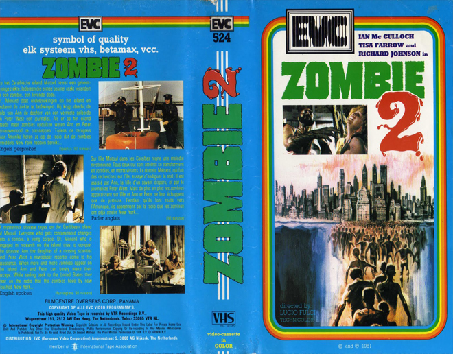 ZOMBIE 2 LUCIO FULCI VHS COVER
