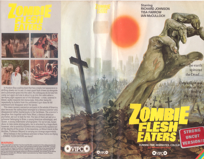 ZOMBIE FLESH EATERS STRONG UNCUT VERSION VHS COVER