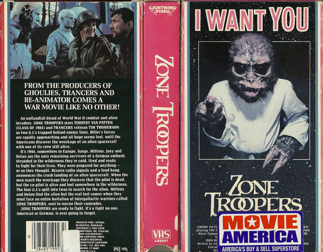 ZONE TROOPERS MOVIE AMERICA LIGHTNING VIDEO SCIFI SCIENCE FICTION VHS COVER