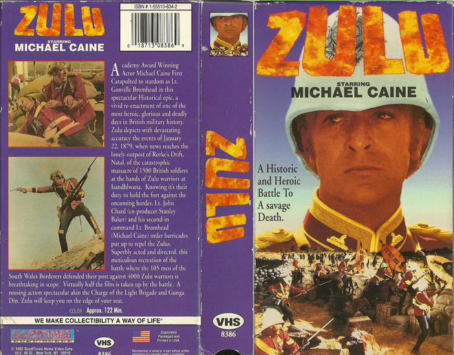 ZULU MICHAEL CAINE VHS COVER